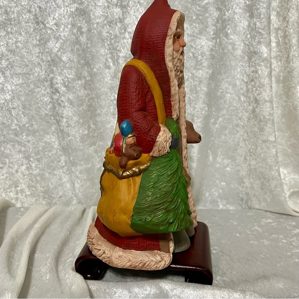 Vintage Ceramic Beautiful Hand Painted Old World Santa Claus w/Deer Signed/Dated - Picture 7 of 13